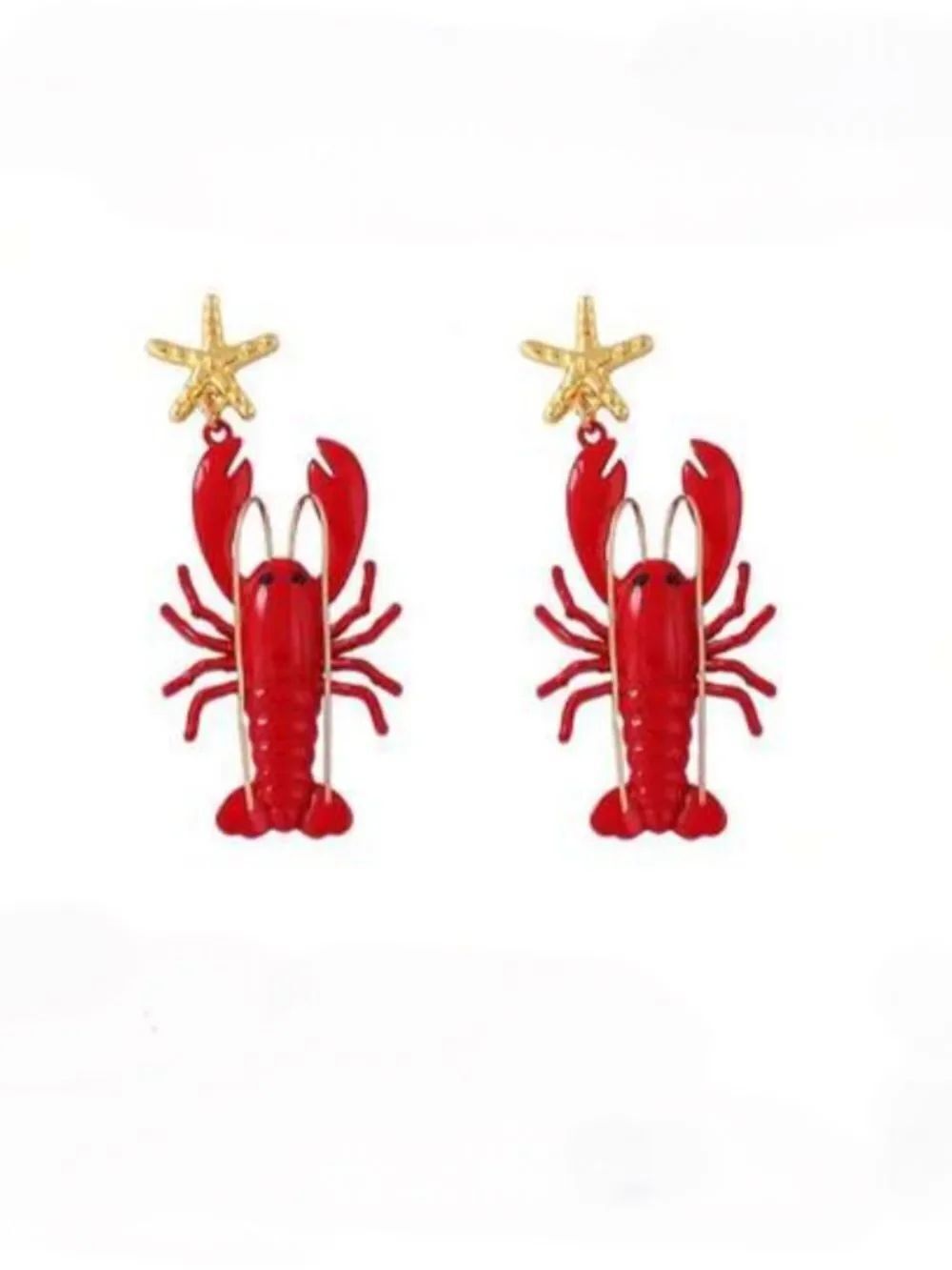 Red Lobster Drop Earrings #2692